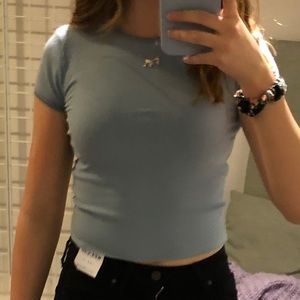 Top shop baby blue ribbed tee